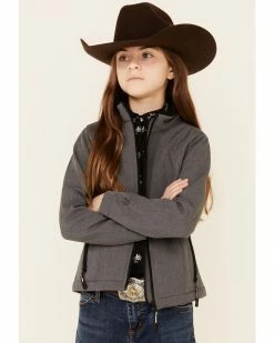 Roper Girls' Heather Grey Hi Tech Fleece Zip-Front Softshell Jacket 11 Roper Girls' Heather Grey Hi Tech Fleece Zip-Front Softshell Jacket -Roper Shop 2000346473 020 P1 1