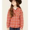 Roper Girls' Orange Plaid Thermal Lined Snap-Front Hooded Shacket 2 Roper Girls' Orange Plaid Thermal Lined Snap-Front Hooded Shacket -Roper Shop 2000346474 800 P1