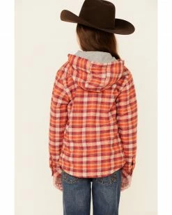 Roper Girls' Orange Plaid Thermal Lined Snap-Front Hooded Shacket 10 Roper Girls' Orange Plaid Thermal Lined Snap-Front Hooded Shacket -Roper Shop 2000346474 800 P4