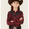 Roper Girls' Red & Charcoal Fancy Applique Plaid Long Sleeve Snap Western Shirt 1 Roper Girls' Red & Charcoal Fancy Applique Plaid Long Sleeve Snap Western Shirt -Roper Shop 2000346477 600 P1