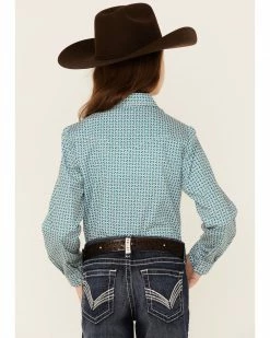 Roper Girls' Ice Crystal Geo Print Long Sleeve Snap Western Shirt  -Roper Shop 2000346478 400 P3