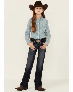 Roper Girls' Ice Crystal Geo Print Long Sleeve Snap Western Shirt  -Roper Shop 2000346478 400 P4