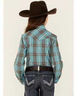 Roper Girls' Turquoise Plaid Long Sleeve Western Shirt -Roper Shop 2000346480 400 P3
