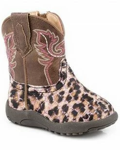 Roper Infant Girls' Glitter Leopard Poppet Boots - Round Toe For Infant-Girls'