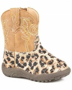 Roper Infant Girls' Glitter Leopard Poppet Boots - Round Toe For Infant-Girls'