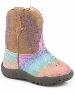 Roper Infant Girls' Glitter Rainbow Poppet Boots - Round Toe For Infant-Girls'