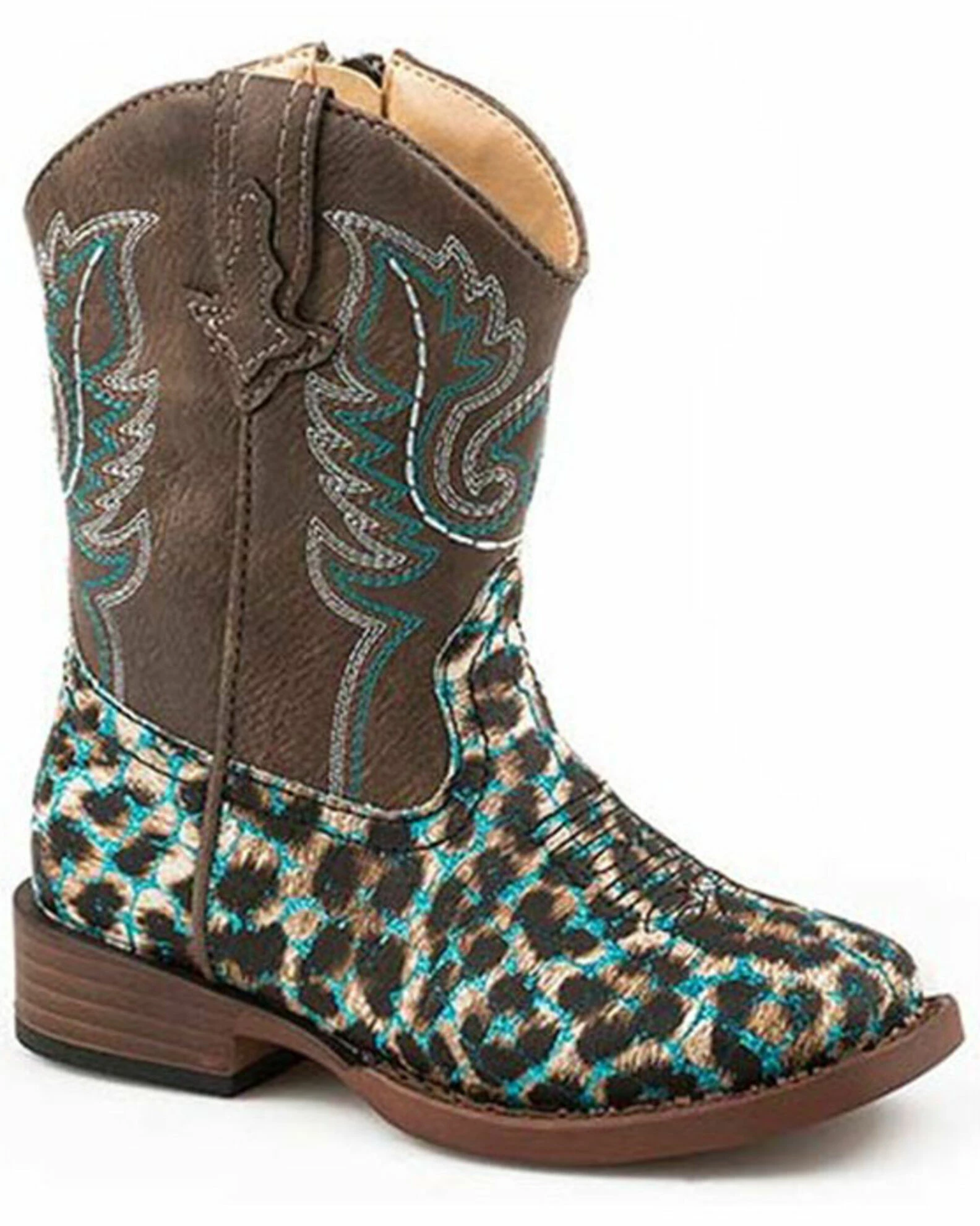 Roper Toddler Girls' Leopard Glitter Western Boots - Square Toe For Toddler-Girls' 3 Roper Toddler Girls' Leopard Glitter Western Boots - Square Toe For Toddler-Girls'