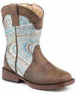 Roper Toddler Girls' Glitter Swirl Western Boots - Square Toe For Toddler-Girls'
