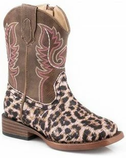 Roper Toddler Girls' Glitter Leopard Western Boots - Square Toe For Toddler-Girls'