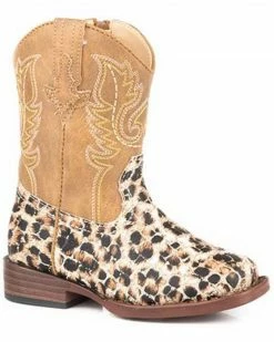 Roper Toddler Girls' Glitter Leopard Western Boots - Square Toe For Toddler-Girls'
