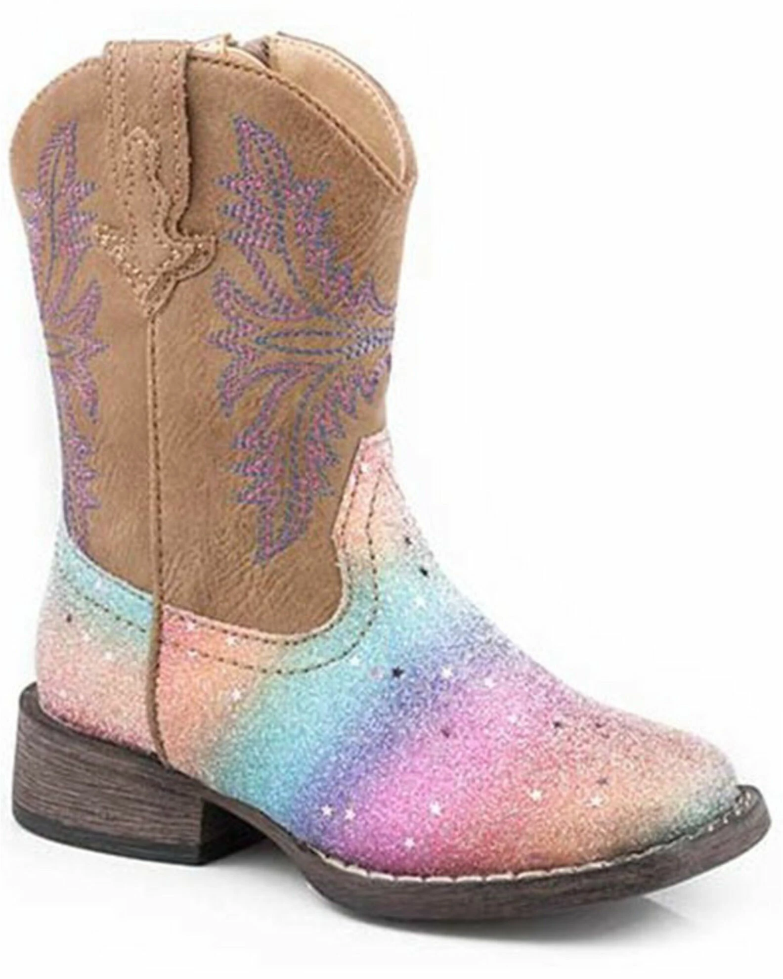 Roper Toddler Girls' Rainbow Glitter Western Boots - Square Toe For Toddler-Girls' 3 Roper Toddler Girls' Rainbow Glitter Western Boots - Square Toe For Toddler-Girls'