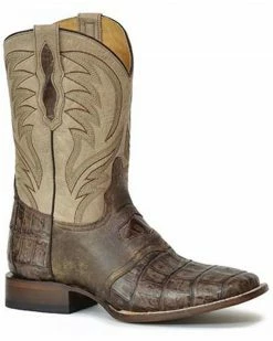 Roper Men's Vintage Brown Cody Caiman Double Welt Western Boot - Square Toe 