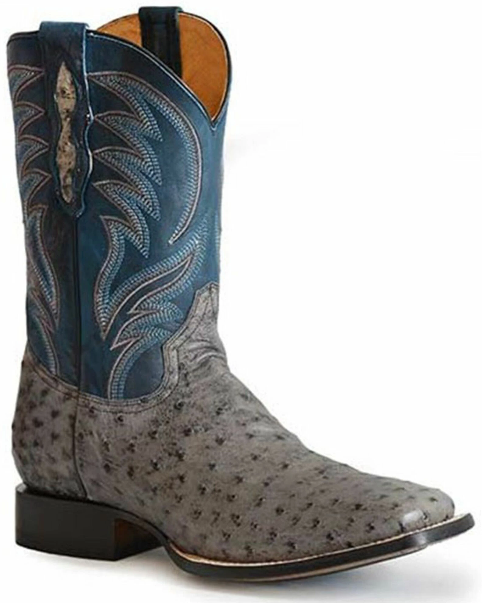 Roper Men's Oliver Ostrich Vamp Full Quill Western Boot - Broad Square Toe 3 Roper Men's Oliver Ostrich Vamp Full Quill Western Boot - Broad Square Toe