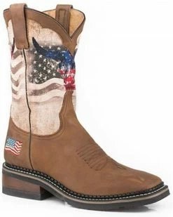 Roper Men's Patriot Skull Western Boots - Broad Square Toe