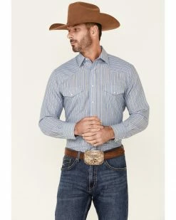 Roper Men's Stripe Long Sleeve Snap Western Shirt Blue 11 Roper Men's Stripe Long Sleeve Snap Western Shirt Blue -Roper Shop 2000348604 400 P1 1