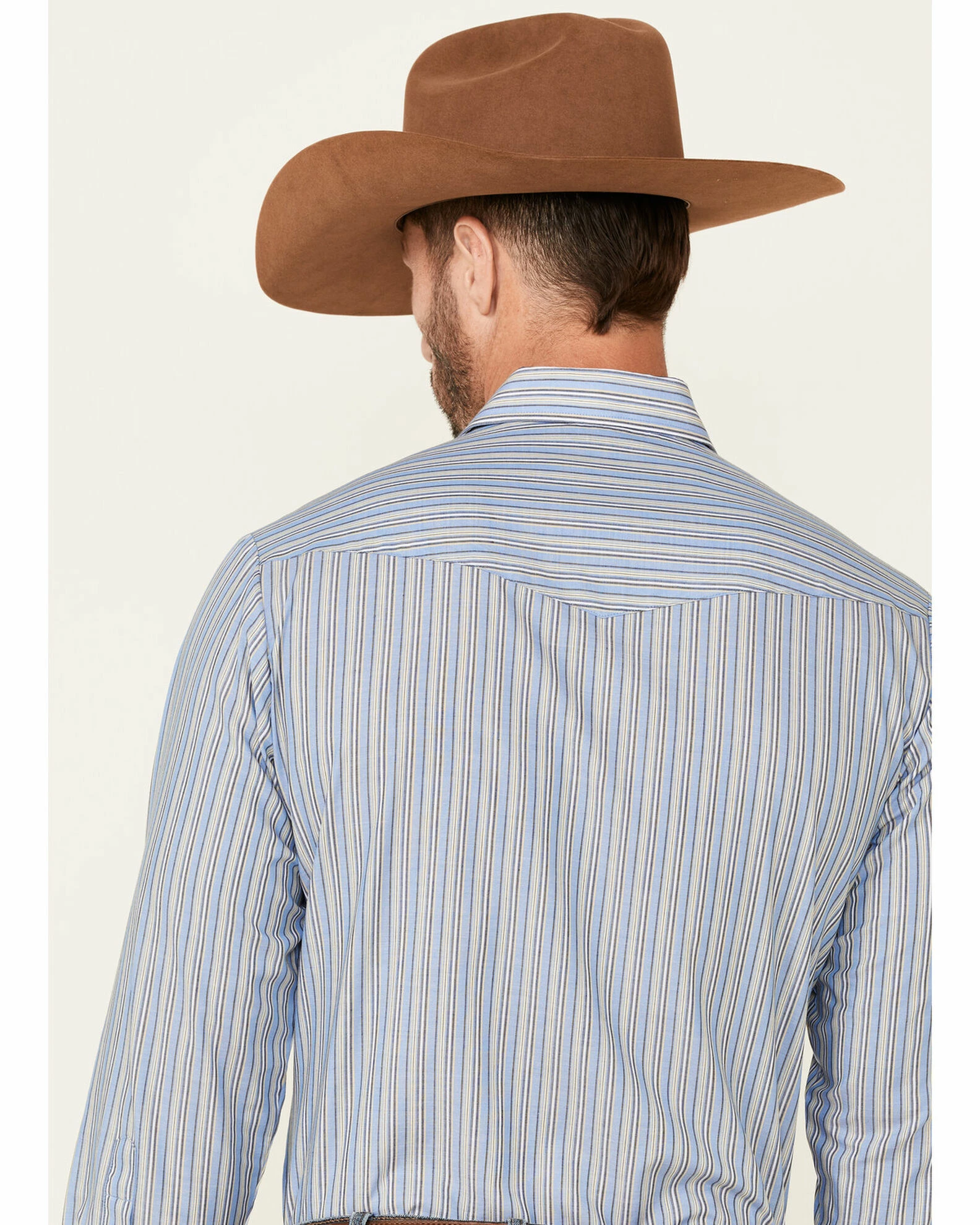 Roper Men's Stripe Long Sleeve Snap Western Shirt Blue 6 Roper Men's Stripe Long Sleeve Snap Western Shirt Blue - Image 4