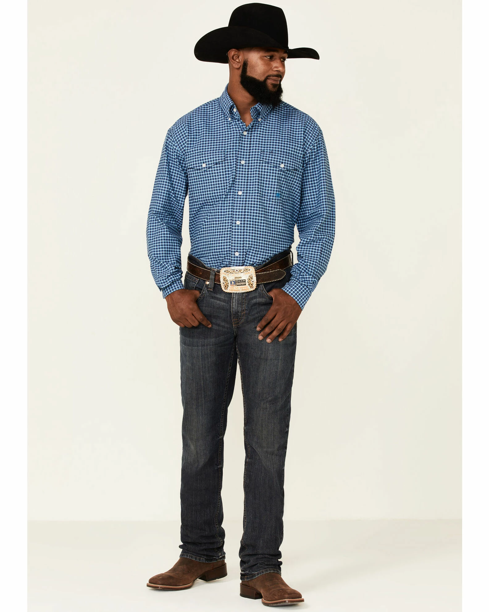 Roper Men's Storm Cloud Check Plaid Long Sleeve Button-Down Western Shirt 4 Roper Men's Storm Cloud Check Plaid Long Sleeve Button-Down Western Shirt - Image 2