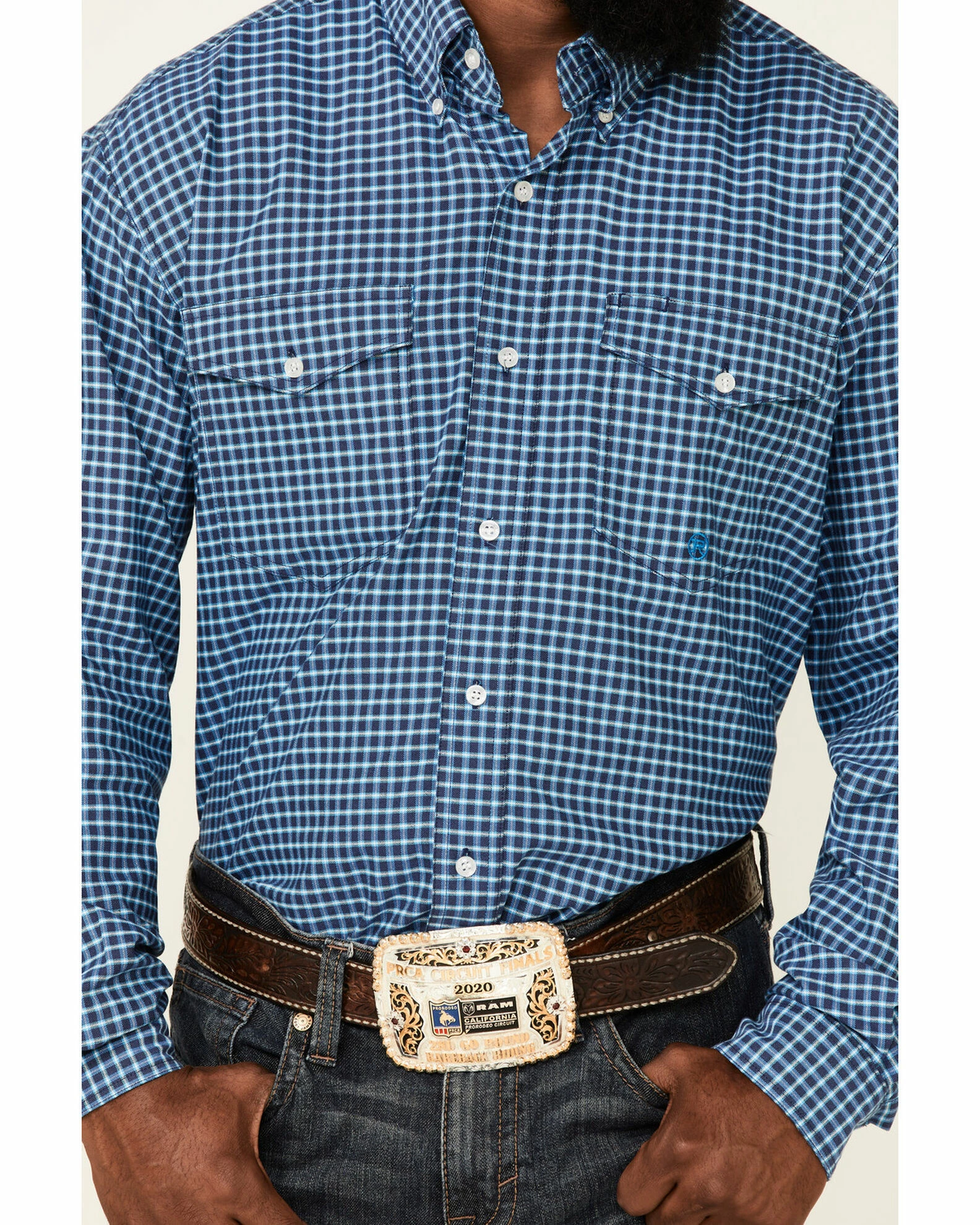 Roper Men's Storm Cloud Check Plaid Long Sleeve Button-Down Western Shirt 5 Roper Men's Storm Cloud Check Plaid Long Sleeve Button-Down Western Shirt - Image 3