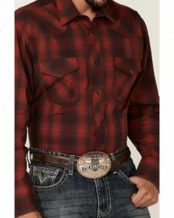 Roper Men's Red & Charcoal Ombre Plaid Long Sleeve Snap Western Shirt 9 Roper Men's Red & Charcoal Ombre Plaid Long Sleeve Snap Western Shirt -Roper Shop 2000349682 600 P3
