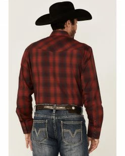 Roper Men's Red & Charcoal Ombre Plaid Long Sleeve Snap Western Shirt 10 Roper Men's Red & Charcoal Ombre Plaid Long Sleeve Snap Western Shirt -Roper Shop 2000349682 600 P4