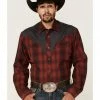 Roper Men's Red & Charcoal Plaid Fancy Applique Embroidered Long Sleeve Snap Western Shirt 2 Roper Men's Red & Charcoal Plaid Fancy Applique Embroidered Long Sleeve Snap Western Shirt -Roper Shop 2000349683 600 P1