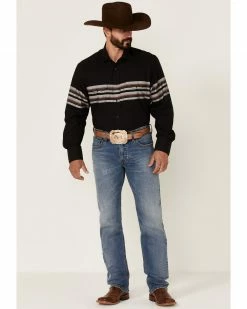 Roper Men's Black & Wine Border Stripe Long Sleeve Snap Western Shirt  -Roper Shop 2000349687 001 P2