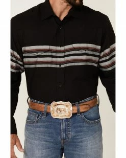 Roper Men's Black & Wine Border Stripe Long Sleeve Snap Western Shirt  -Roper Shop 2000349687 001 P3