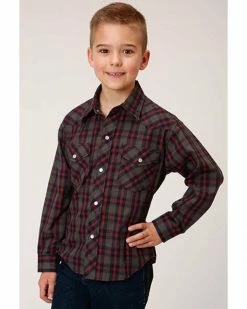 Roper Boys' Plaid Print Long Sleeve Snap Western Shirt Multi 7 Roper Boys' Plaid Print Long Sleeve Snap Western Shirt Multi -Roper Shop 2000352114 900 P1 1