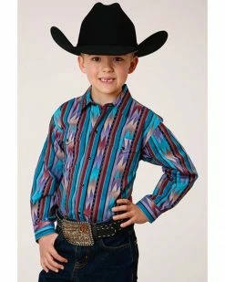 Roper Boys' Vertical Southwestern Print Snap Western Shirt Purple 7 Roper Boys' Vertical Southwestern Print Snap Western Shirt Purple -Roper Shop 2000352116 500 P1 1