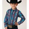 Roper Boys' Vertical Southwestern Print Snap Western Shirt Purple -Roper Shop 2000352116 500 P1