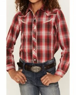 Roper Girls' Plaid Print Long Sleeve Snap Western Shirt Red 9 Roper Girls' Plaid Print Long Sleeve Snap Western Shirt Red -Roper Shop 2000352121 600 P3