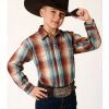 Roper Boys' Amarillo Plaid Print Long Sleeve Snap Western Shirt Brown 2 Roper Boys' Amarillo Plaid Print Long Sleeve Snap Western Shirt Brown -Roper Shop 2000352127 200 P1