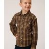 Roper Boys' Plaid Brown Western Snap Long Sleeve Shirt 2 Roper Boys' Plaid Brown Western Snap Long Sleeve Shirt -Roper Shop 2000352131 200 P1