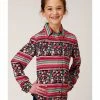 Roper Girls' Multi Floral And Stripe Long Sleeve Snap Western Shirt 1 Roper Girls' Multi Floral And Stripe Long Sleeve Snap Western Shirt -Roper Shop 2000352137 900 P1