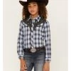 Roper Girls' Blue Plaid Embroidered Yoke Long Sleeve Snap Western Shirt 2 Roper Girls' Blue Plaid Embroidered Yoke Long Sleeve Snap Western Shirt -Roper Shop 2000352140 400 P1