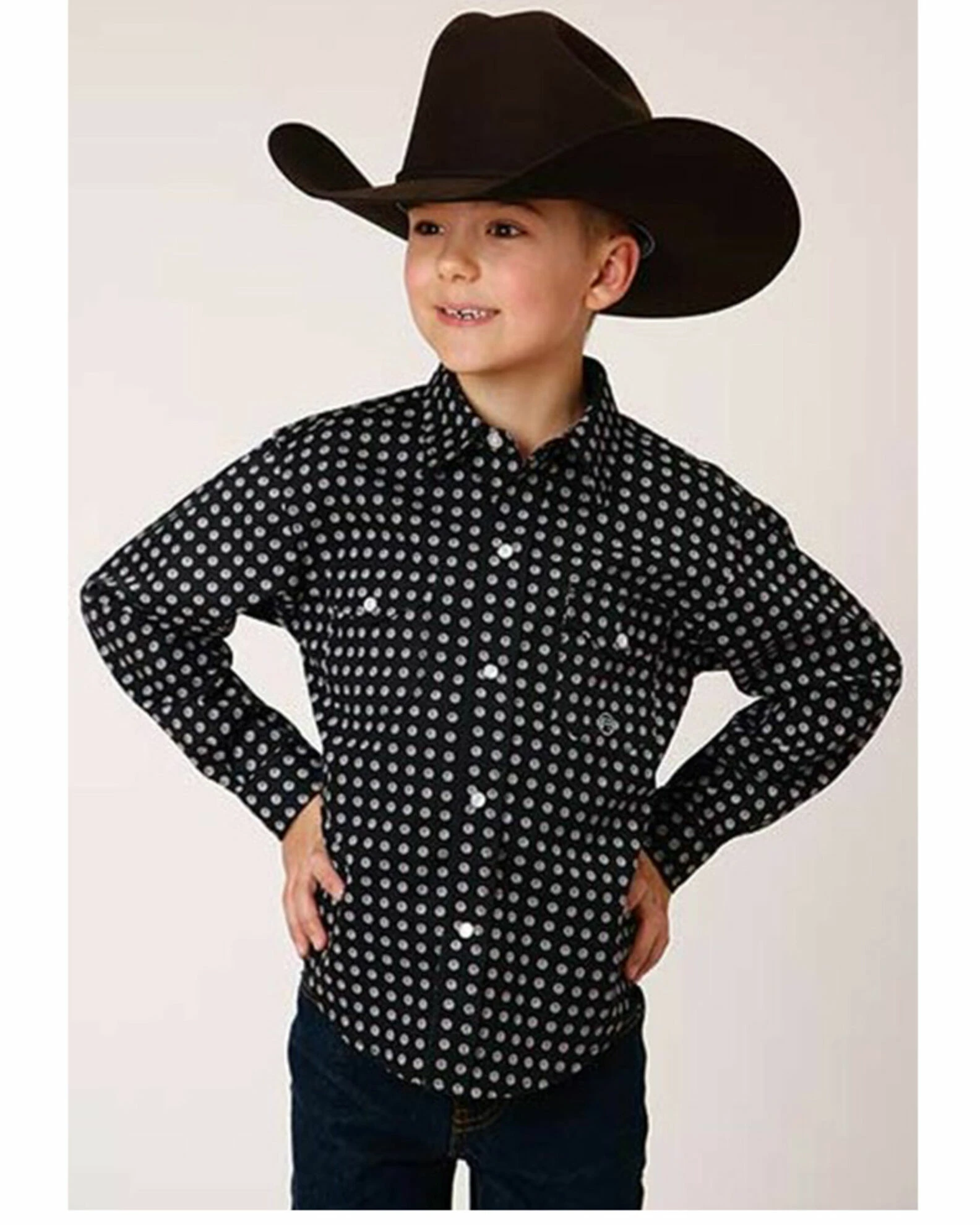 Roper Boys' Amarillo Geo Print Long Sleeve Western Snap Shirt Black 3 Roper Boys' Amarillo Geo Print Long Sleeve Western Snap Shirt Black