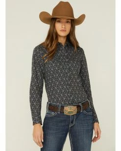 Roper Women's Black Floral & Paisley Snap Western Shirt