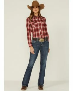 Roper Women's Red Plaid Snap Western Shirt -Roper Shop 2000352230 600 P4