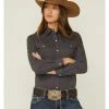 Roper Women's Grey Solid Snap Front Western Shirt -Roper Shop 2000352234 020 P1