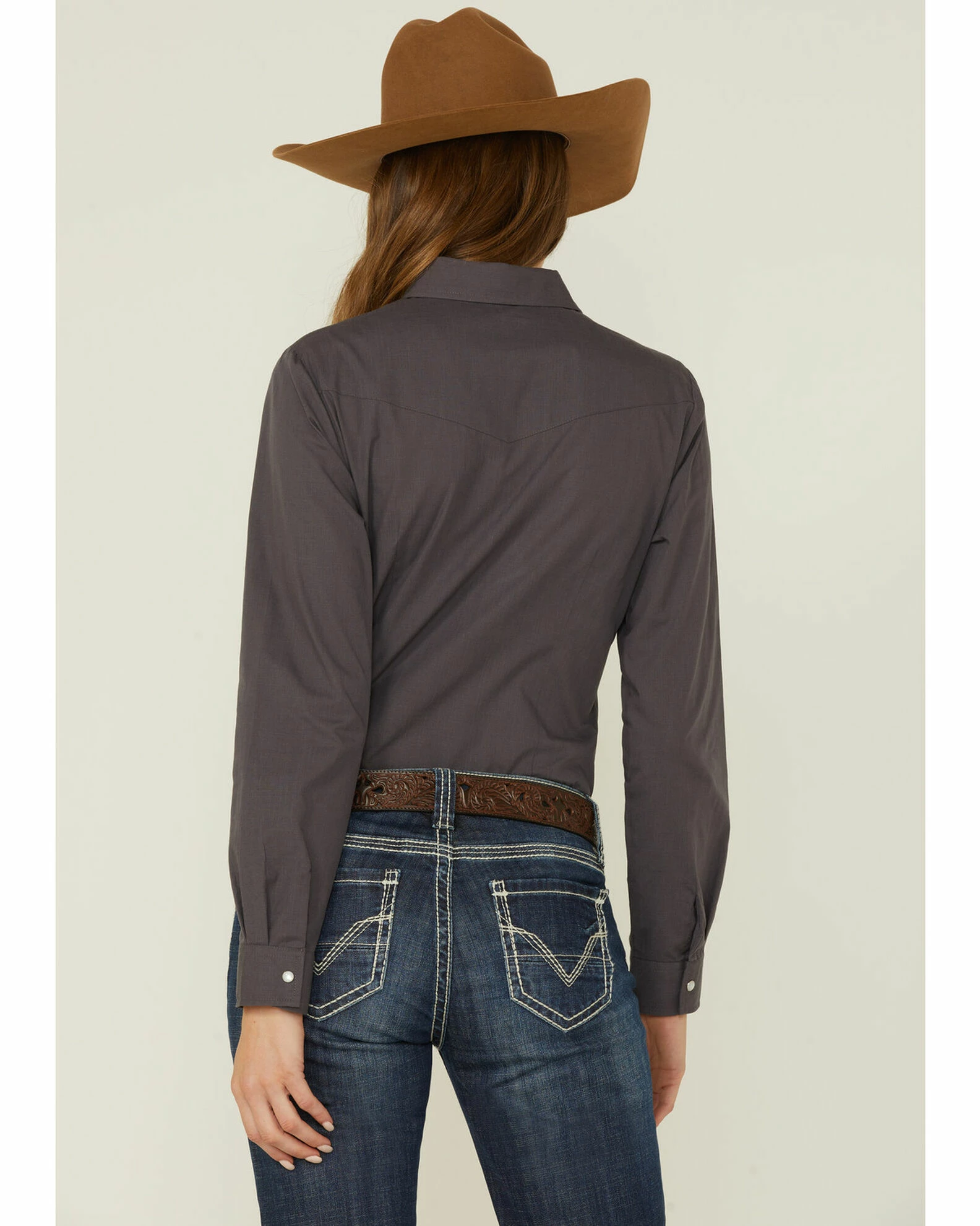 Roper Women's Grey Solid Snap Front Western Shirt 5 Roper Women's Grey Solid Snap Front Western Shirt - Image 3
