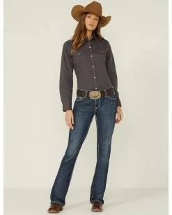 Roper Women's Grey Solid Snap Front Western Shirt 10 Roper Women's Grey Solid Snap Front Western Shirt -Roper Shop 2000352234 020 P4