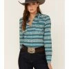 Roper Women's Teal Southwestern Stripe Snap Front Shirt 1 Roper Women's Teal Southwestern Stripe Snap Front Shirt -Roper Shop 2000352235 442 P1