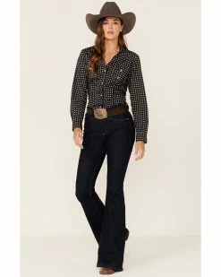 Roper Women's Black Geo Print Long Sleeve Western Shirt -Roper Shop 2000352236 001 P4