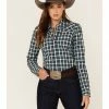 Roper Women's Plaid Long Sleeve Western Snap Shirt Teal 2 Roper Women's Plaid Long Sleeve Western Snap Shirt Teal -Roper Shop 2000352238 442 P1
