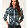 Roper Women's Plaid Long Sleeve Western Snap Shirt - Plus Teal 1 Roper Women's Plaid Long Sleeve Western Snap Shirt - Plus Teal -Roper Shop 2000352239 442 P1