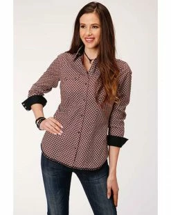 Roper Women's Red Diamond Print Snap Western Shirt 7 Roper Women's Red Diamond Print Snap Western Shirt -Roper Shop 2000352250 600 P1 1
