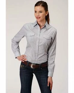 Roper Women's Blue & White Stripe Snap Front Western Shirt 7 Roper Women's Blue & White Stripe Snap Front Western Shirt -Roper Shop 2000352256 400 P1 1