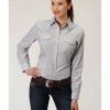 Roper Women's Blue & White Stripe Snap Front Western Shirt -Roper Shop 2000352256 400 P1
