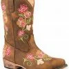 Roper Girls' Tan Juliet Vintage Faux Leather Embroidered Western Boot - Snip Toe  -Roper Shop 2000352564 280 P1
