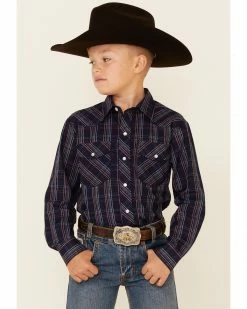 Roper Boys' Multi Windowpane Plaid Long Sleeve Snap Western Shirt Navy 11 Roper Boys' Multi Windowpane Plaid Long Sleeve Snap Western Shirt Navy -Roper Shop 2000353941 410 P1 1